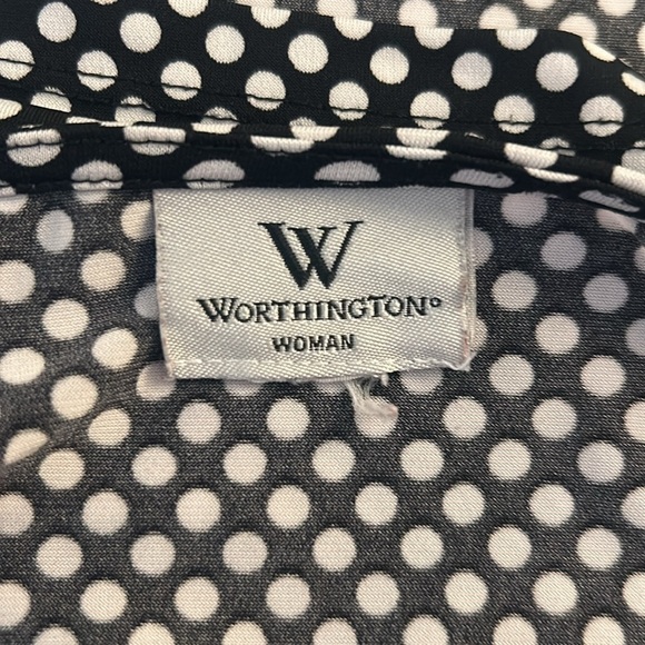 Worthington Black & White Polka Dot Short Sleeve Casual Top Size 1X - Picture 5 of 6